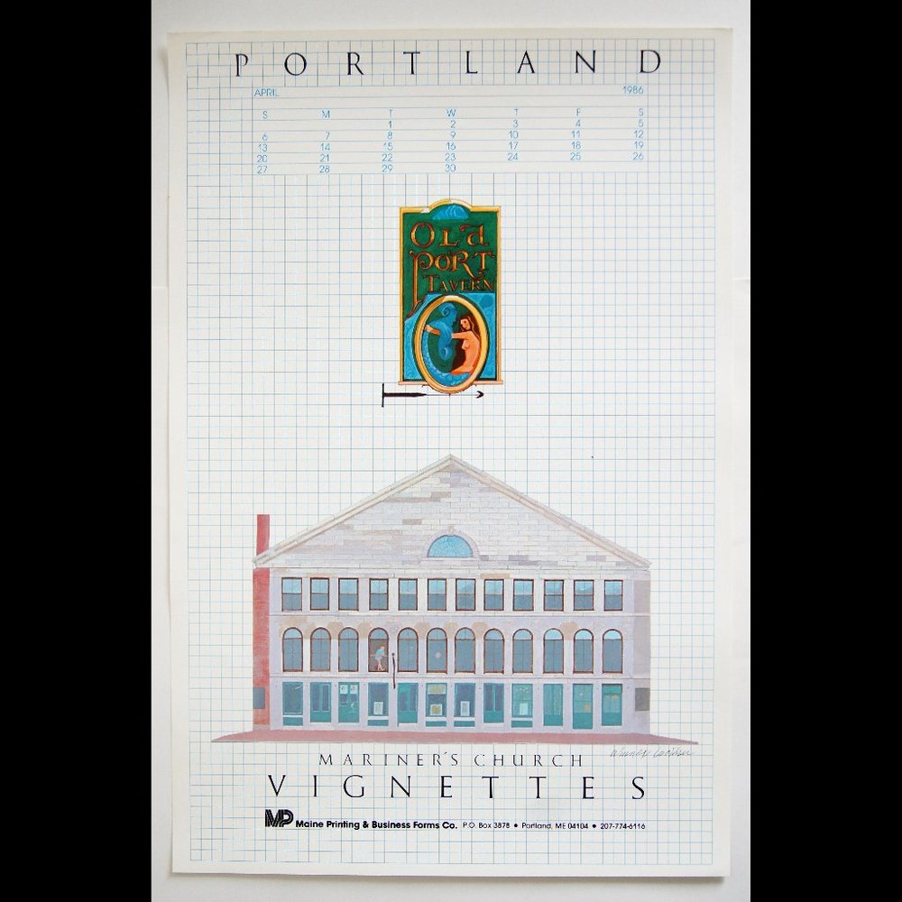 Portland Vignettes poster - Mariners Church and Old Port Tavern